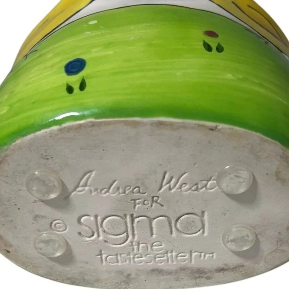 Vtg Andrea West For Sigma Tastesetter Candy Dish Bowl Green Yellow Ceramic Chic
